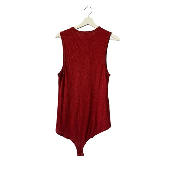 Free People All The Time Linen Blend Bodysuit Red Orange size Small - Picture 4 of 11